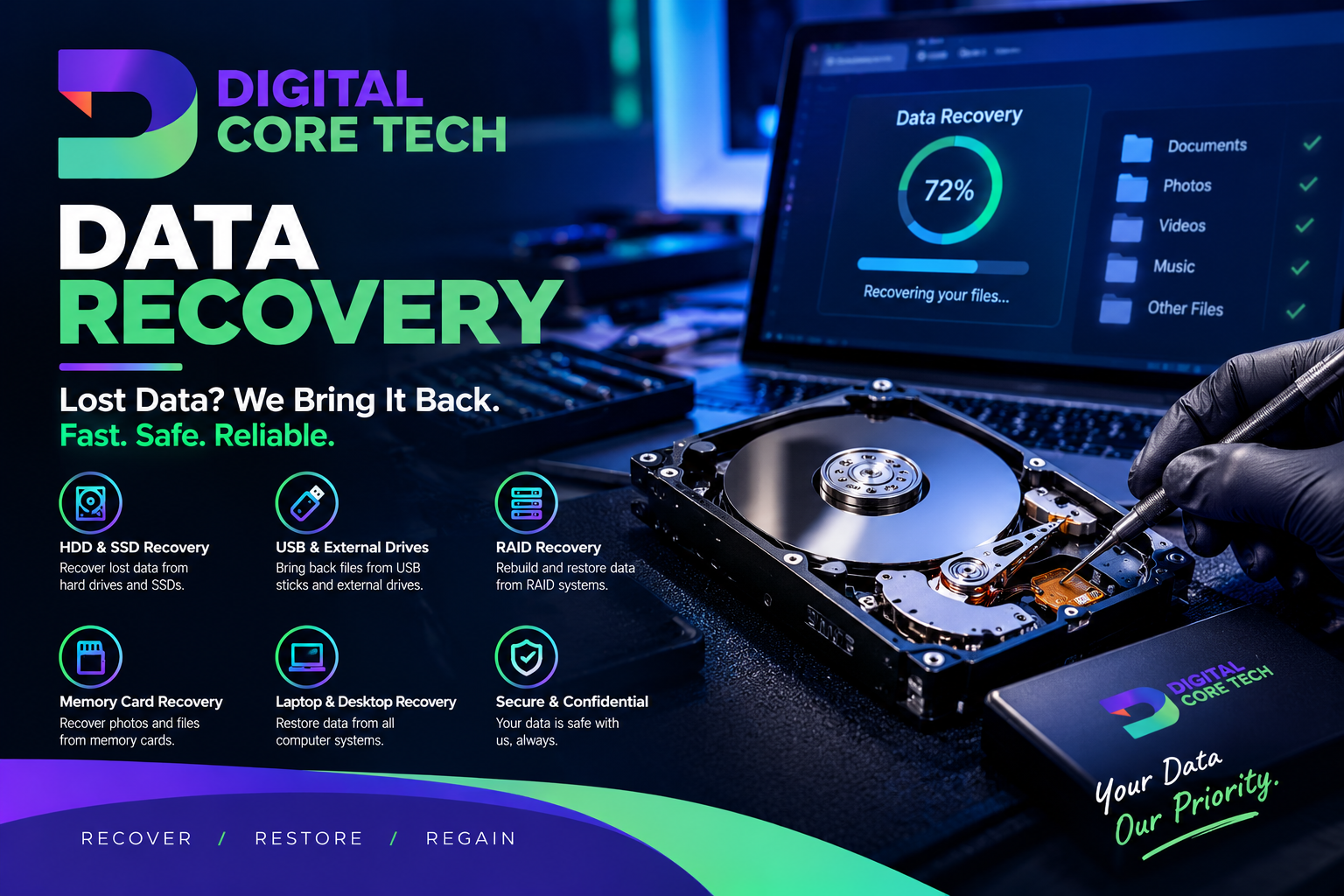 Digital Core Tech data recovery services banner