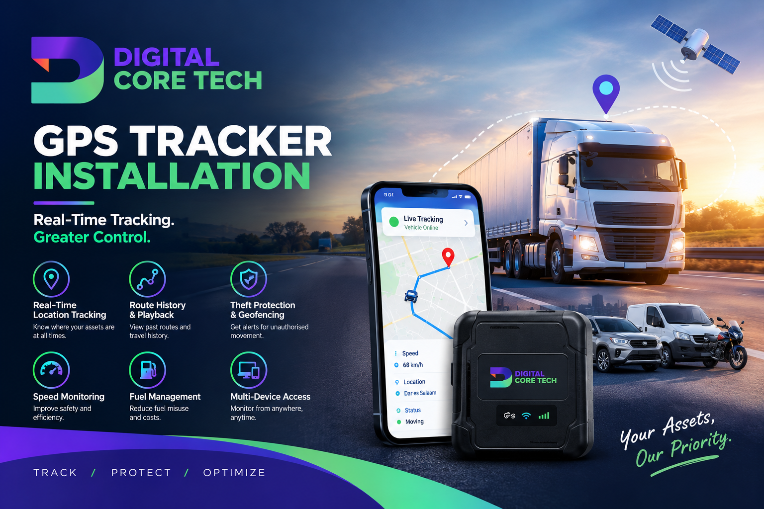 Digital Core Tech GPS tracker installation banner