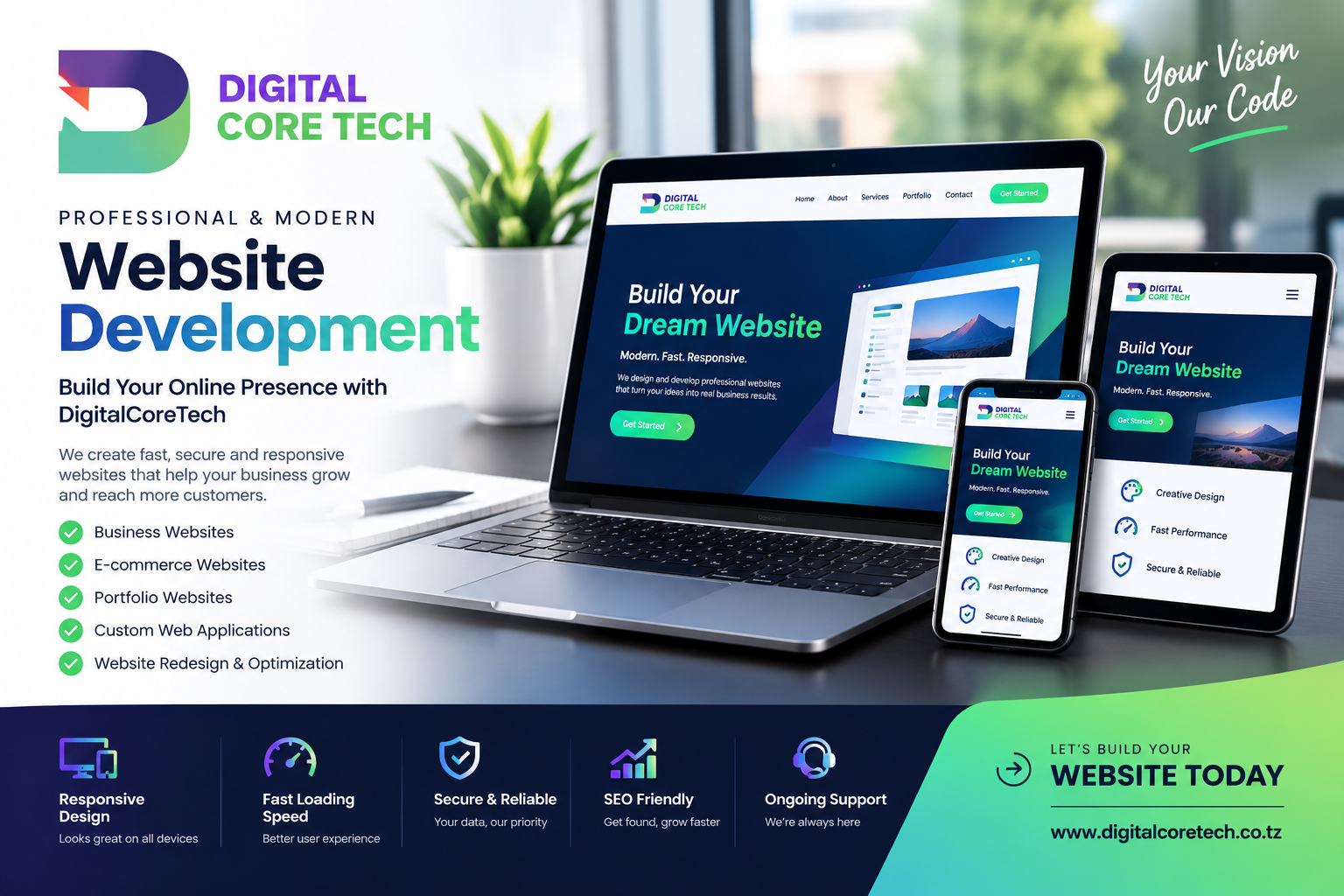 Digital Core Tech website development banner