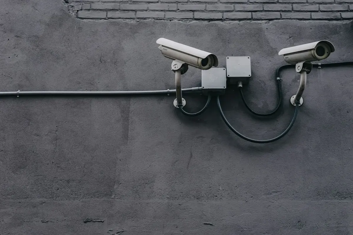 Bullet security cameras mounted on an exterior wall